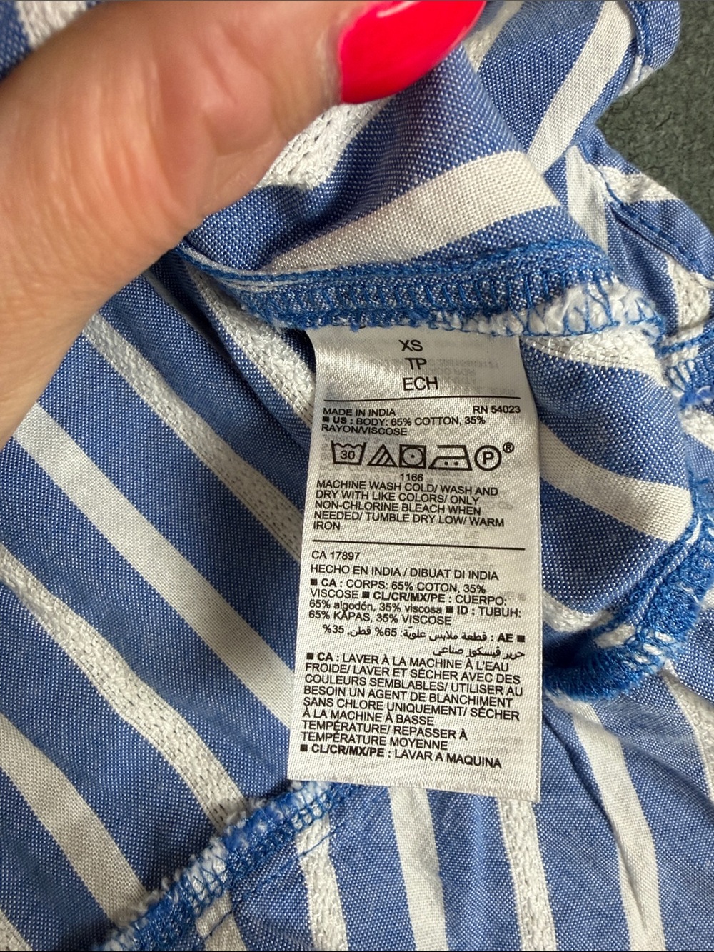 Old Navy Blue and White Striped Spaghetti Strap Dress - Picture 5 of 5